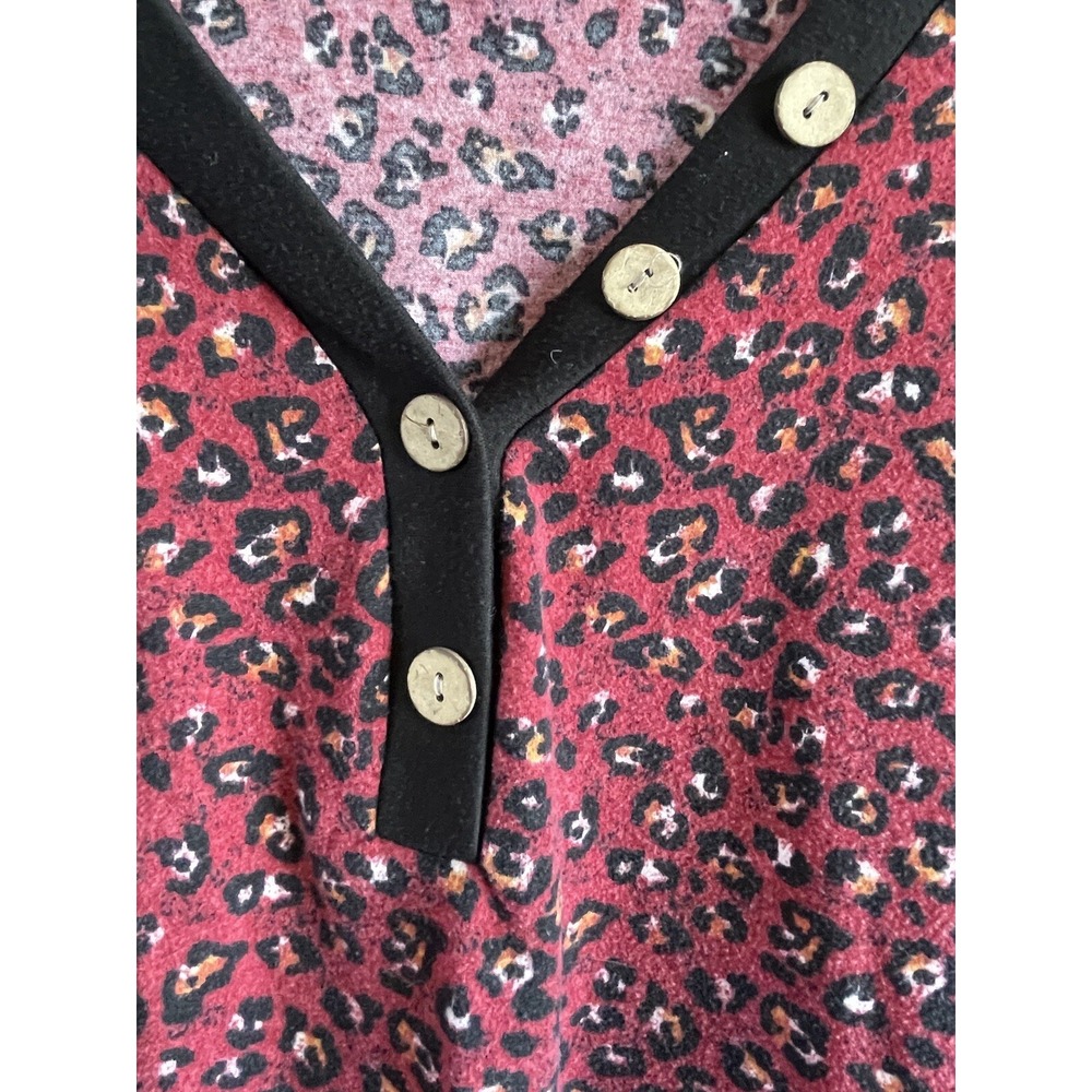 Now N Forever Womans Mauve Leopard Print with Black Outline Long Sleeve Size 2x - Picture 2 of 10
